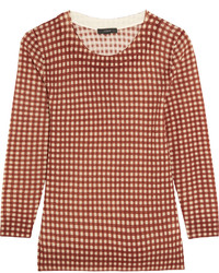 Pull en laine en vichy marron