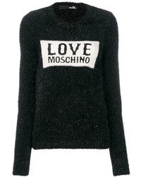 Pull en laine imprimé noir Love Moschino
