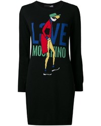 Pull en laine imprimé noir Love Moschino