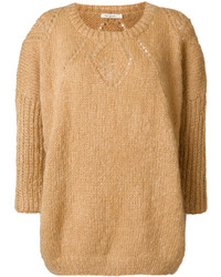 Pull en mohair en tricot marron clair