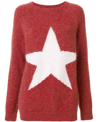 Pull en mohair imprimé rouge