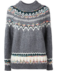 Pull en tricot gris foncé Coohem