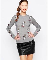 Pull en tricot gris Love Moschino