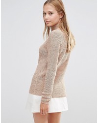 Pull en tricot marron clair Vila