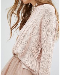 Pull en tricot marron clair Pull&Bear