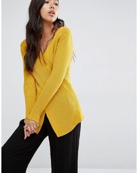 Pull en tricot moutarde Boohoo