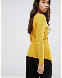 Pull en tricot moutarde Boohoo