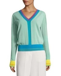 Pull en tricot turquoise