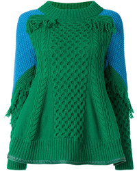 Pull en tricot vert Sacai