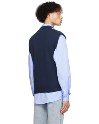 Pull en v sans manches à losanges bleu marine Marni