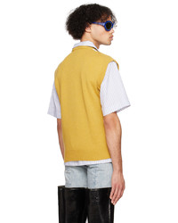 Pull en v sans manches à losanges jaune Marni