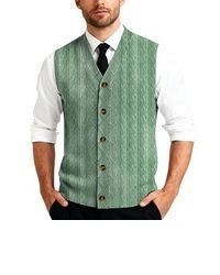 Pull en v sans manches à losanges vert