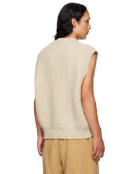 Pull en v sans manches beige Recto