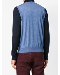 Pull en v sans manches bleu clair Canali