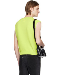 Pull en v sans manches chartreuse Wooyoungmi