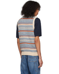 Pull en v sans manches en jacquard noir Beams Plus