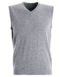Pull en v sans manches gris Benetton