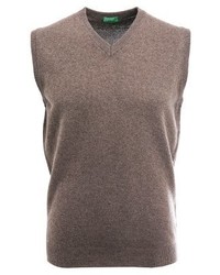 Pull en v sans manches gris Benetton