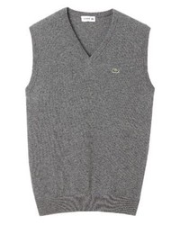 Pull en v sans manches gris Lacoste