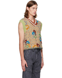 Pull en v sans manches imprimé marron clair Andersson Bell