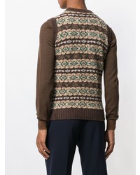 Pull en v sans manches imprimé marron Lardini