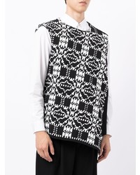 Pull en v sans manches imprimé noir et blanc Comme Des Garcons Homme Plus