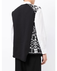 Pull en v sans manches imprimé noir et blanc Comme Des Garcons Homme Plus