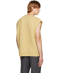 Pull en v sans manches jaune Solid Homme