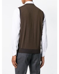 Pull en v sans manches marron Lardini