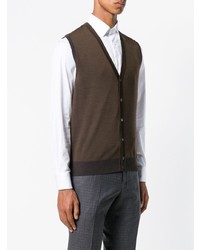Pull en v sans manches marron Lardini