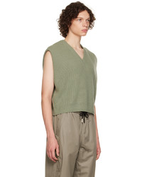 Pull en v sans manches olive Wooyoungmi