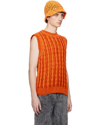 Pull en v sans manches orange AGR