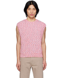 Pull en v sans manches rose Wooyoungmi