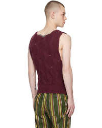 Pull en v sans manches rouge Dries Van Noten