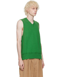 Pull en v sans manches vert s.k. manor hill