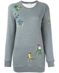 Pull pailleté brodé gris