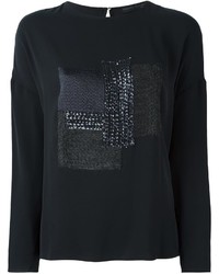 Pull pailleté orné noir