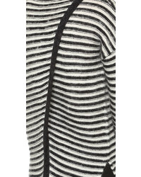 Pull surdimensionné à rayures horizontales blanc et noir Rebecca Minkoff