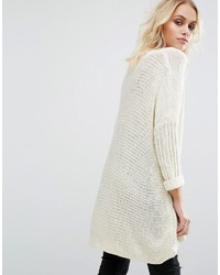 Pull surdimensionné en tricot blanc Noisy May