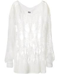 Pull surdimensionné en tricot blanc MM6 MAISON MARGIELA