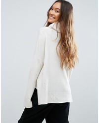 Pull surdimensionné en tricot blanc Shae