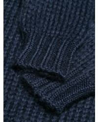 Pull surdimensionné en tricot bleu marine Prada