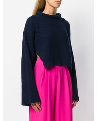 Pull surdimensionné en tricot bleu marine Erika Cavallini