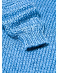 Pull surdimensionné en tricot bleu Prada