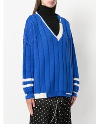 Pull surdimensionné en tricot bleu Miu Miu