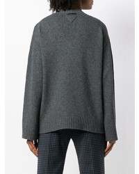 Pull surdimensionné en tricot gris foncé Prada