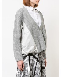 Pull surdimensionné en tricot gris Sacai