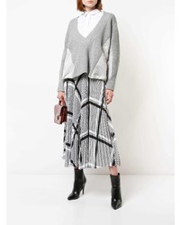 Pull surdimensionné en tricot gris Sacai