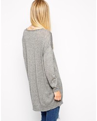 Pull surdimensionné en tricot gris Selected