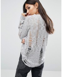 Pull surdimensionné en tricot gris Glamorous